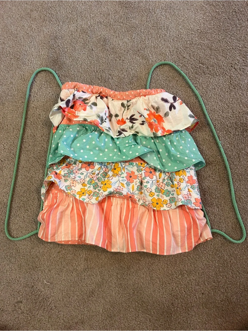 Matilda Jane Coral, Mint, Yellow, White Floral Tiered Drawstring Backpack